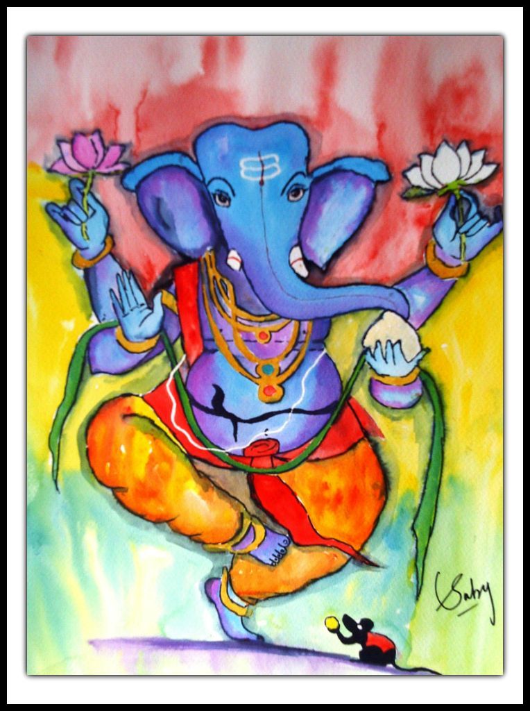 764x1024 Dancing Ganesha Watercolor By Supersabs28 Ink - Ganesha Watercolor