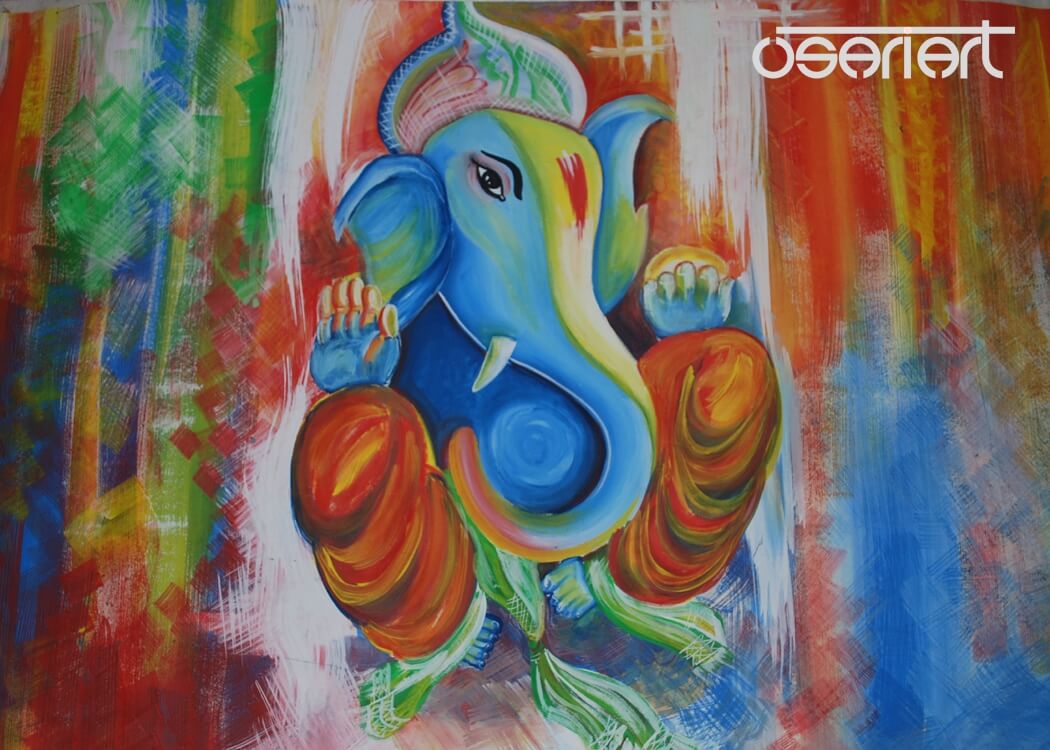 1050x750 Ganesh Usari Art - Ganesha Watercolor Painting