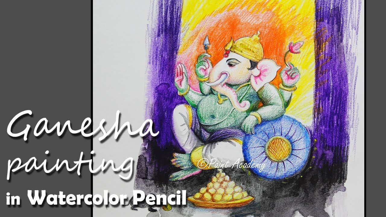 1280x720 Lord Ganesha Painting In Watercolor Pencil Step By Step Drawing - Ganesha Watercolor Painting