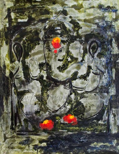 412x531 Lord Ganesha Wall Art Print Painting Mantra - Ganesha Watercolor Painting