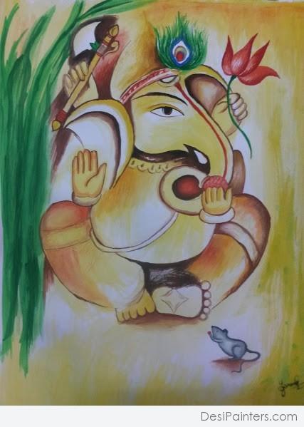 427x599 Watercolor Painting Of Lord Ganesh - Ganesha Watercolor Painting