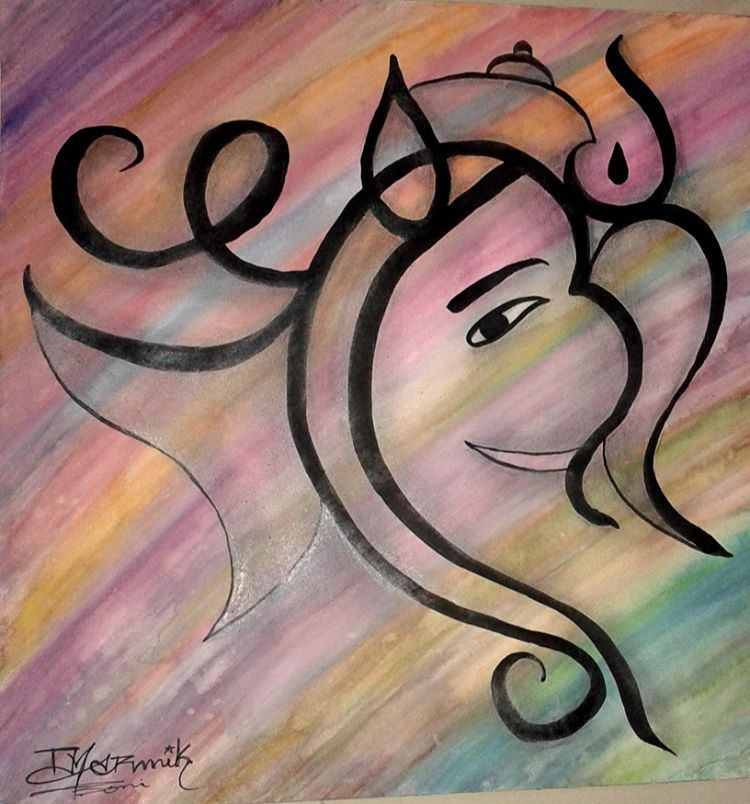750x804 - Ganesha Watercolor Painting