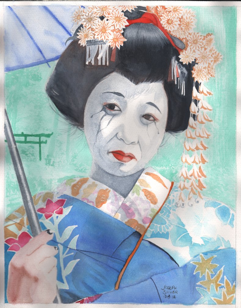 790x1012 Geisha Watercolor By Josephlsilver - Geisha Watercolor