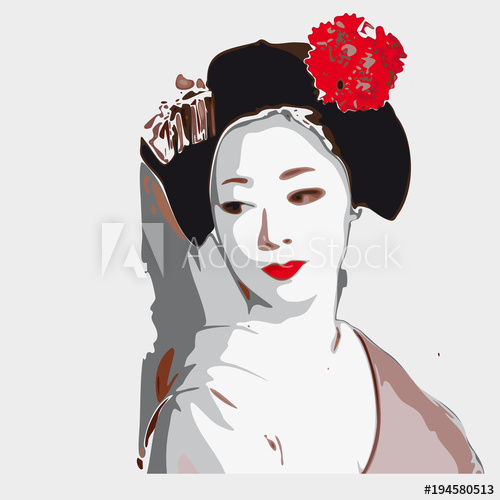 500x500 Watercolor Like Vector Ilustration Of Japanese Geisha - Geisha Watercolor