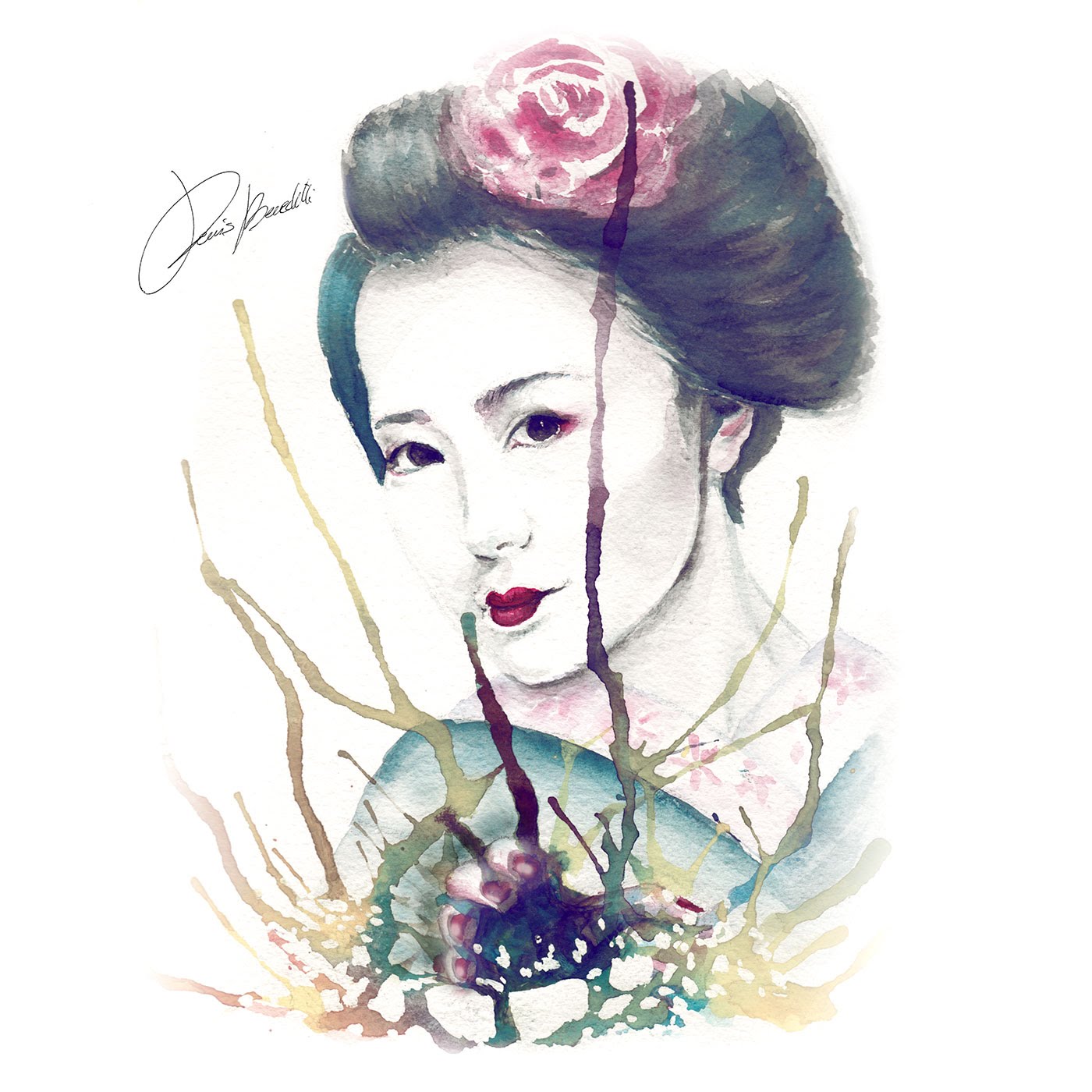 1400x1400 Geisha - Geisha Watercolor
