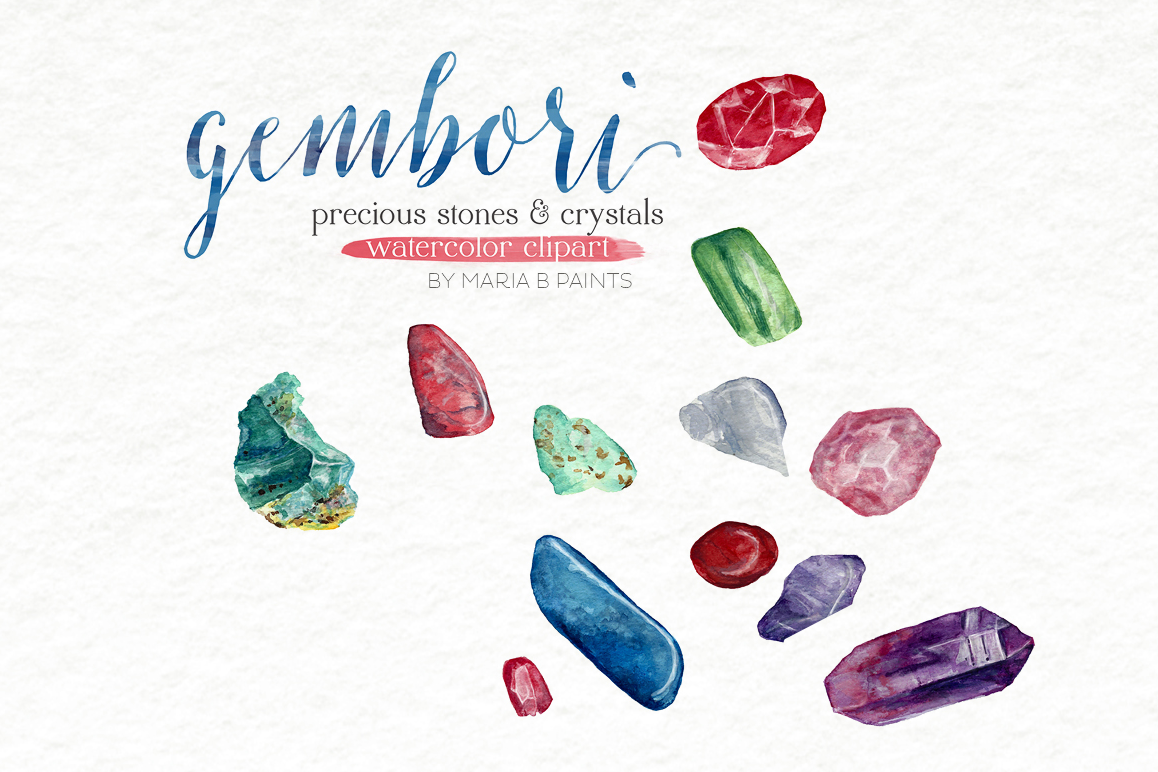 1158x772 Watercolor Clip Art - Gemstone Watercolor