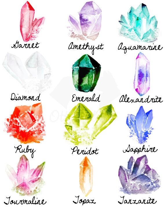570x713 Watercolor Gemstones By Otterandfoxhome Art In 2018 - Gemstone Watercolor