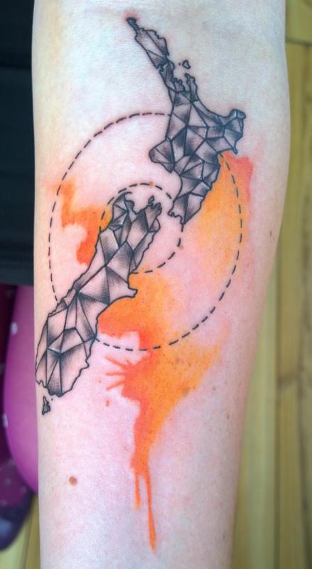 439x800 Geometric Watercolor Tattoo By Chloe Deboo Tattoonow - Geometric Watercolor