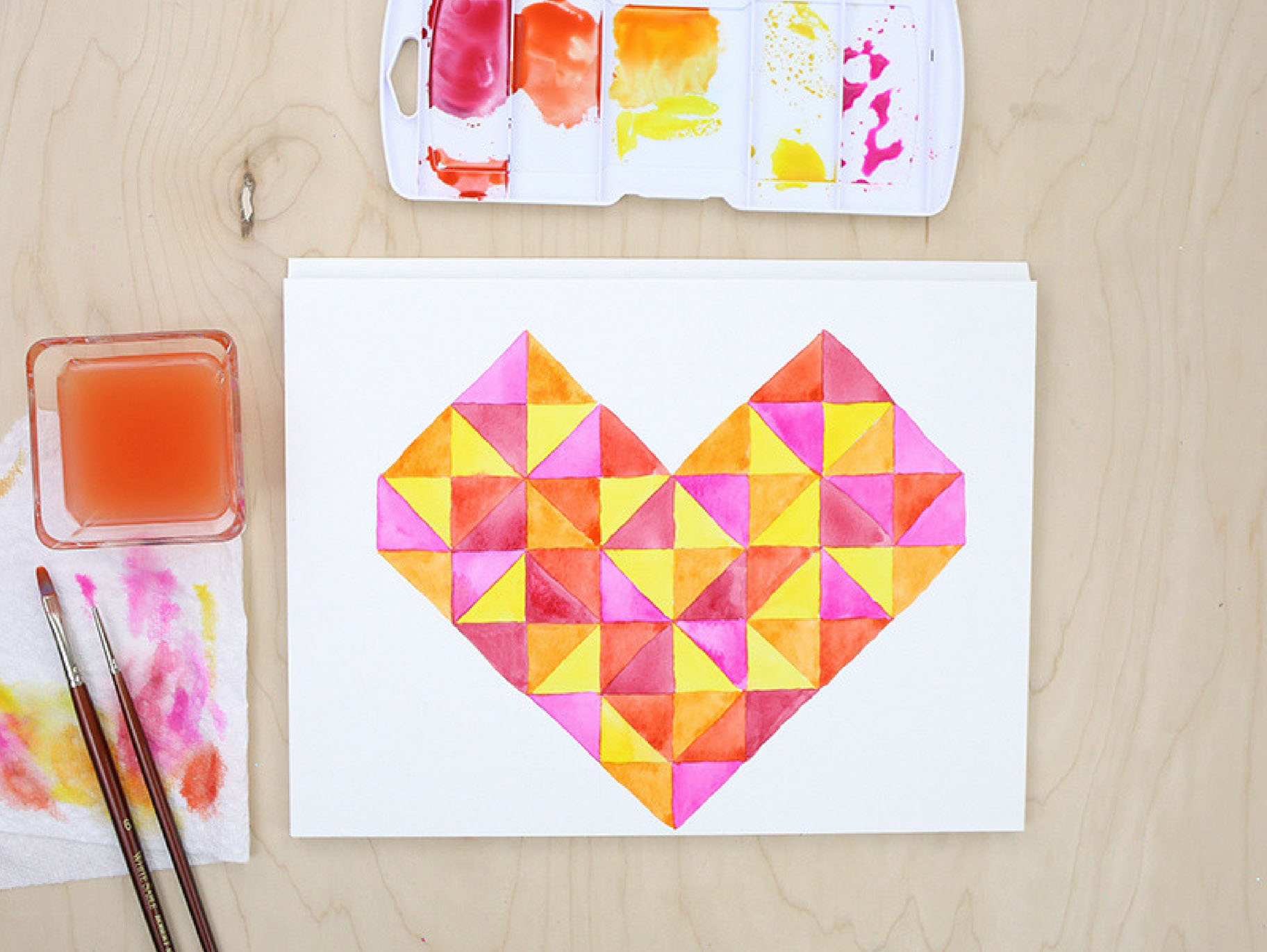 1824x1371 How To Paint A Geometric Watercolor Heart - Geometric Watercolor