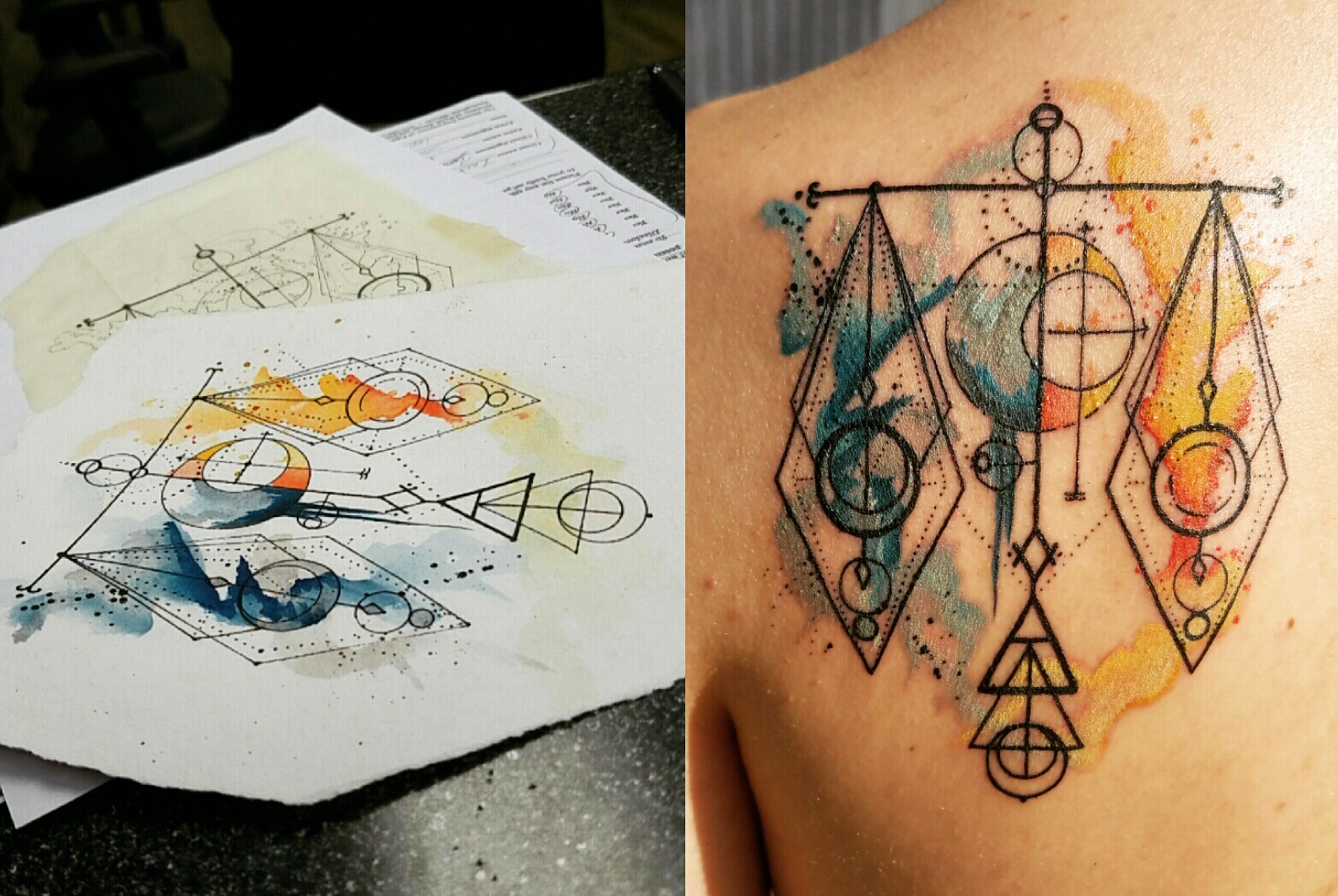 1564x1047 Libra Scales Geometric Watercolor Tattoo - Geometric Watercolor