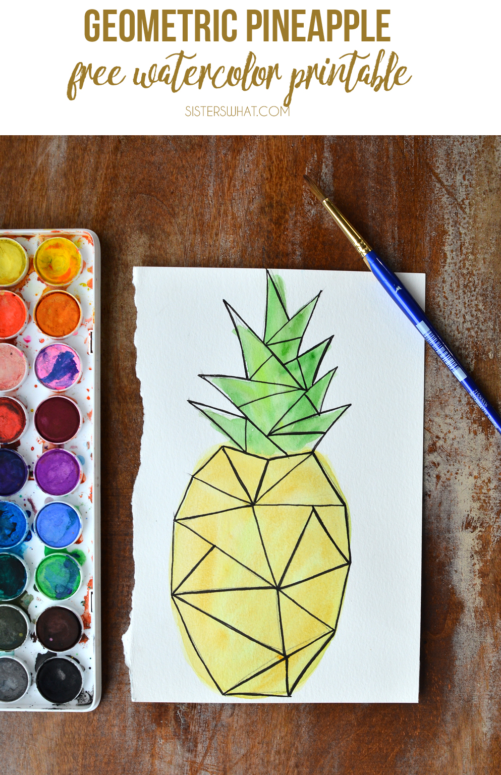 993x1536 Love Of Watercoloring And Free Geometric Pineapple Print Downloads - Geometric Watercolor