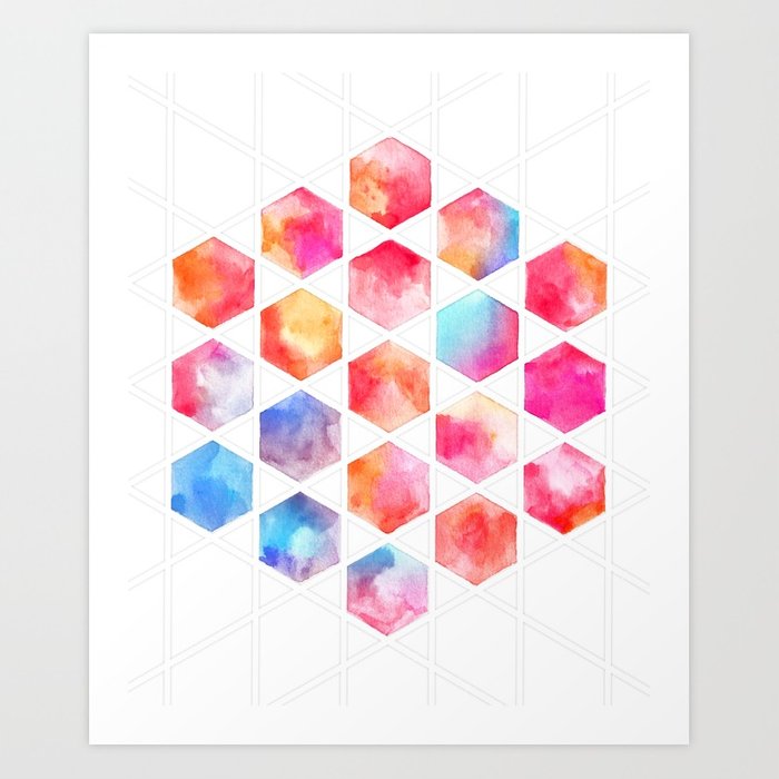 700x700 Radiant Hexagons - Geometric Watercolor