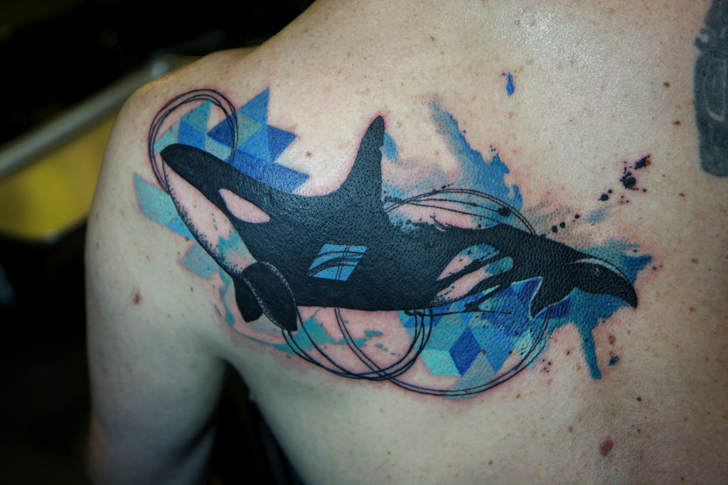 1024x683 Geometric Watercolor Orca Tattoo Deanna Wardin - Geometric Watercolor