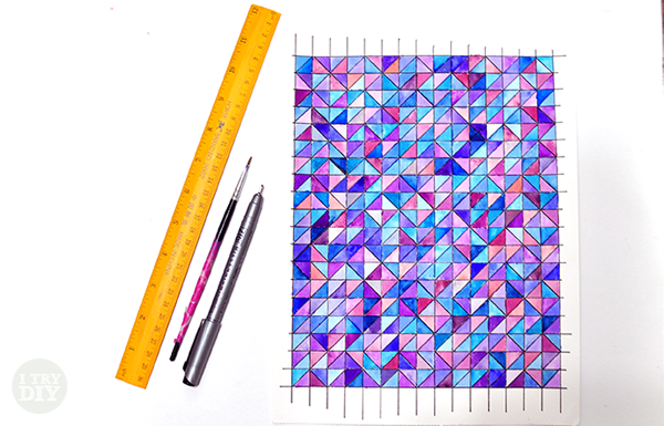 600x385 Geometric Watercolor Wall Art I Try Diy - Geometric Watercolor Art