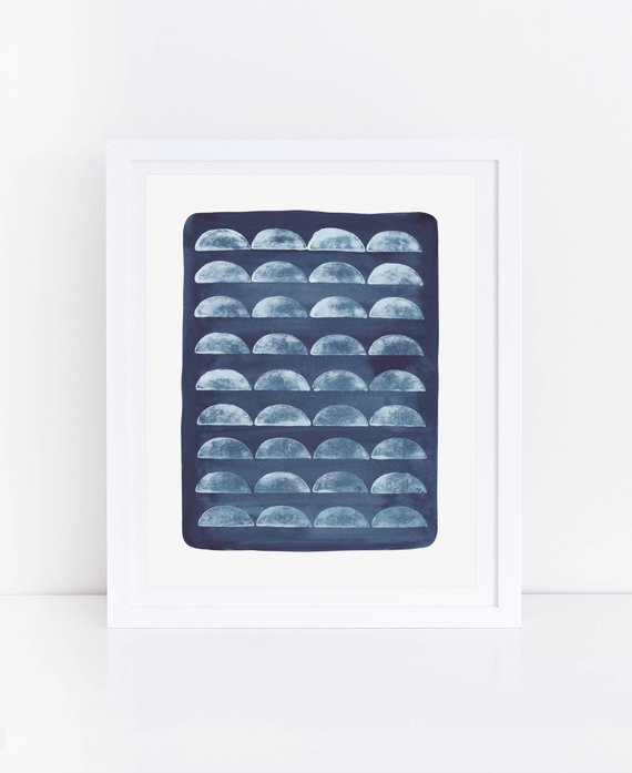 570x697 Blue Watercolor Print Printable Watercolor Indigo Geometric Etsy - Geometric Watercolor Art