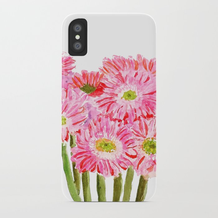 700x700 Pink Gerbera Daisy Watercolor Iphone Case By Colorandcolor Society6 - Gerbera Daisy Watercolor