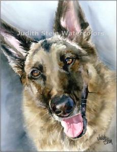 230x300 German Shepherd Gsd Dog Art Print Watercolor Painting Signed - German Shepherd Watercolor