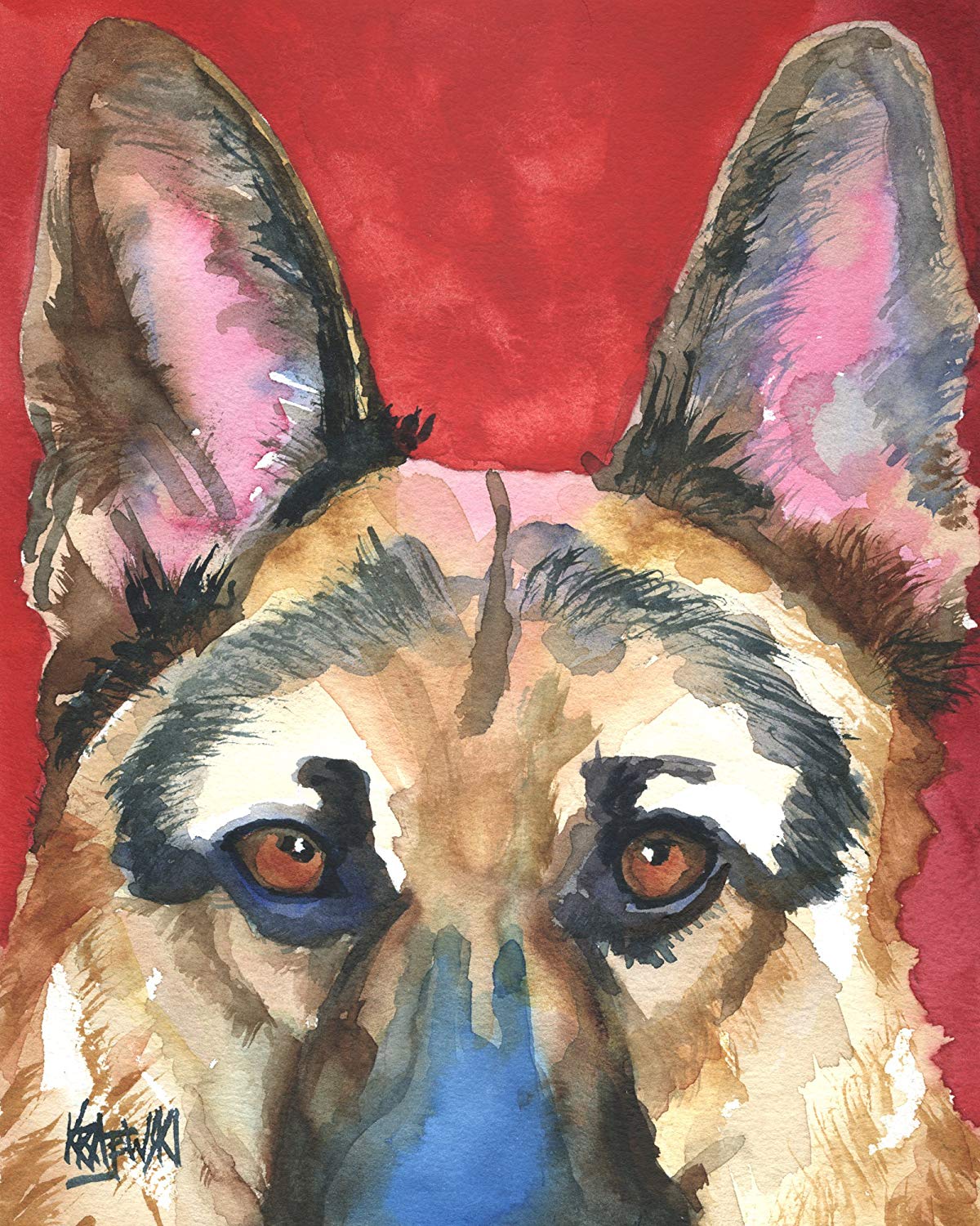1200x1500 German Shepherd Dog Fine Art Print On 100% Cotton - German Shepherd Watercolor