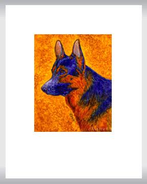 288x360 True Blue German Shepherd, Watercolor Painting, Framed Ann - German Shepherd Watercolor