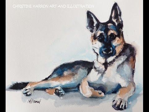480x360 Watercolor Demo Speed Painting Gsd By Ch.karron - German Shepherd Watercolor