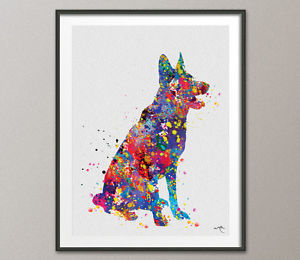 300x260 German Shepherd Dog Art Poster Watercolor Print Dog Lover Pet - German Shepherd Watercolor