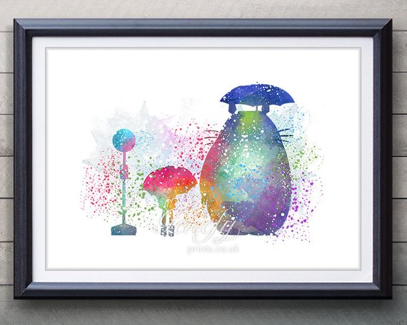 570x456 My Neighbour Totoro Studio Ghibli Watercolor Poster Print Etsy - Ghibli Watercolor