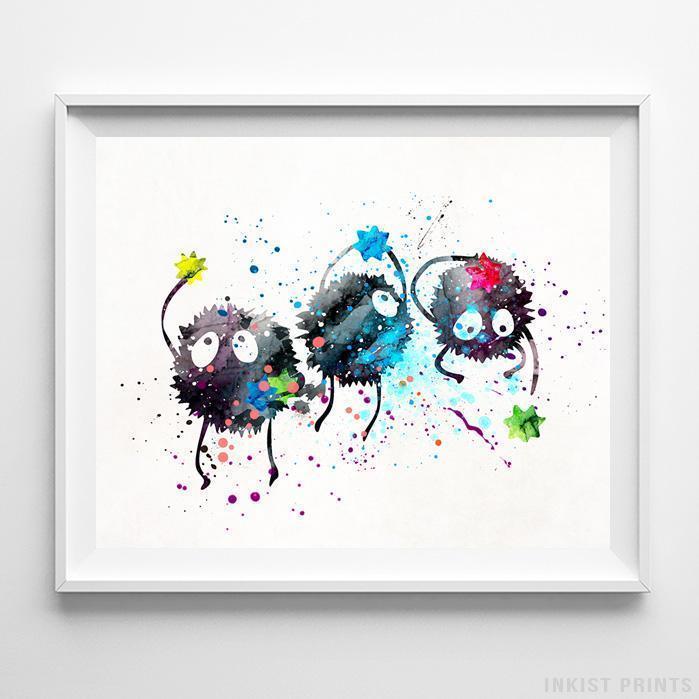 699x699 Sootballs Spirited Away Wall Art Ghibli Watercolor Poster Home - Ghibli Watercolor