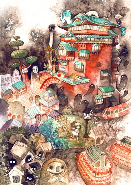 452x640 Spirited Away Studio Ghibli Watercolors - Ghibli Watercolor