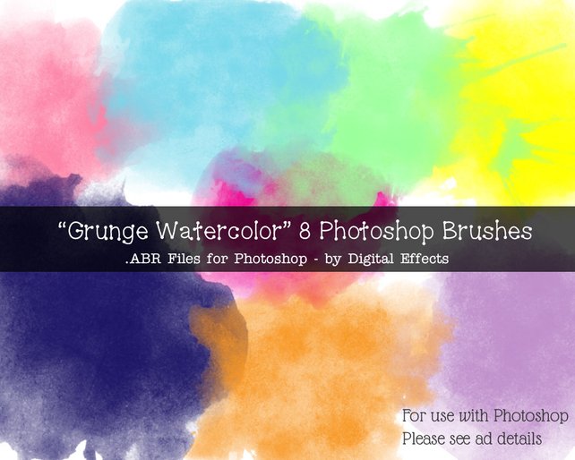 642x514 Photoshop Brushes 8 Grunge Watercolor Splash Style Brushes Etsy - Gimp Watercolor