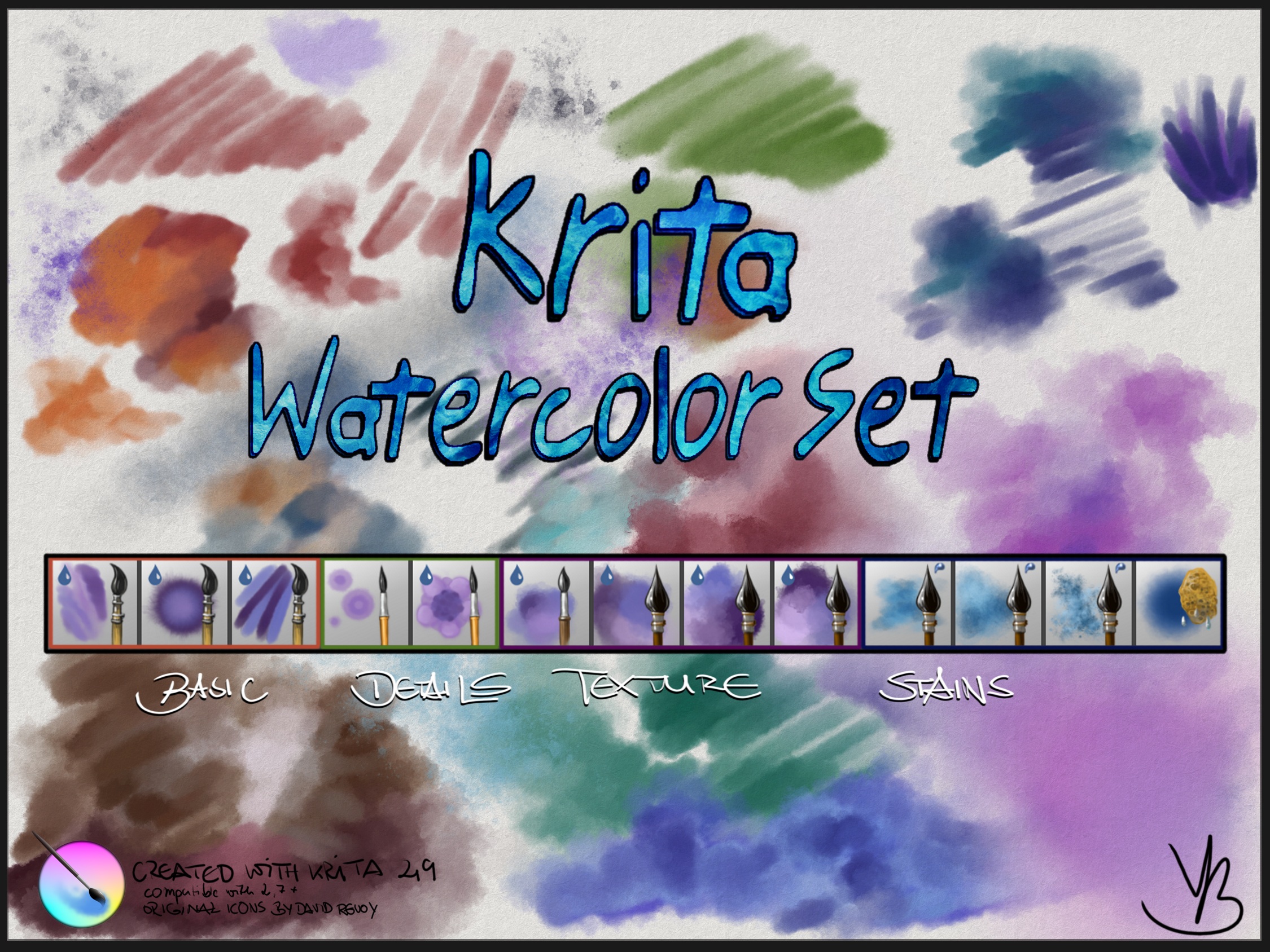 2250x1688 Krita Watercolor Set V1.01 By Grindgod - Gimp Watercolor Brush