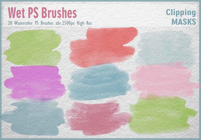 700x490 Watercolor Mask Ps Brushes Abr. - Gimp Watercolor Brush
