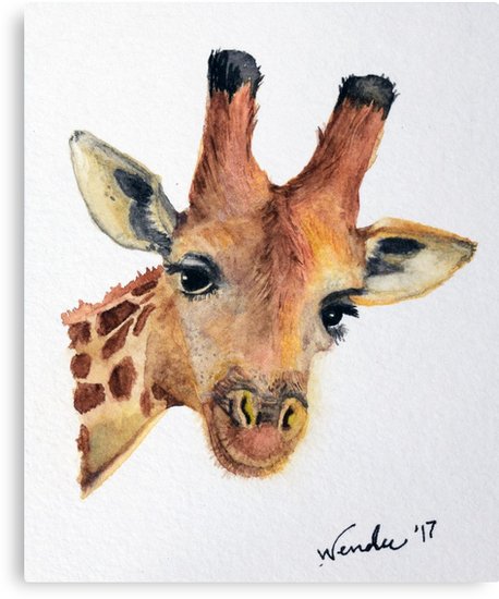 458x550 Giraffe Watercolor Animal Portrait Canvas Prints By Snappyw - Giraffe Watercolor
