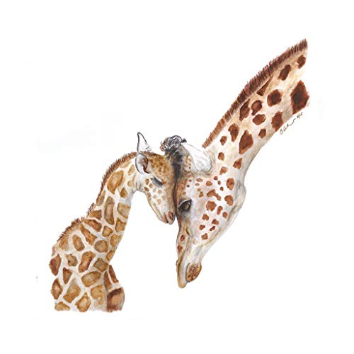 500x500 Mom And Baby Giraffe Watercolor Art Nursery Wall Art - Giraffe Watercolor