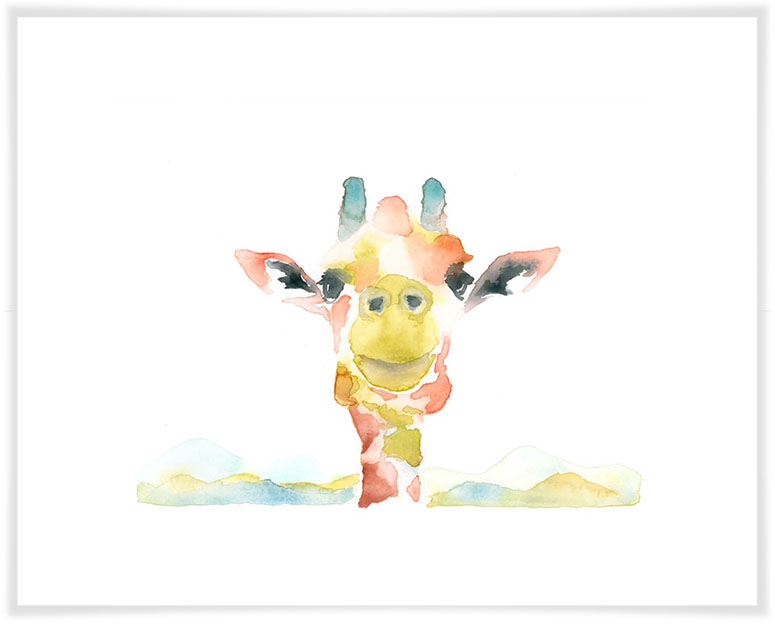775x625 Watercolor Giraffe Face, Jungle Amp Safari Canvas Wall Art Oopsy Daisy - Giraffe Watercolor