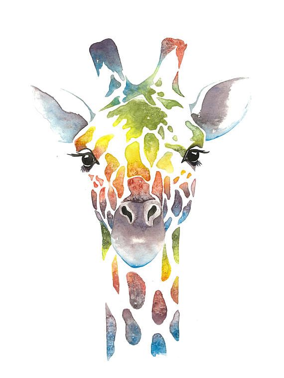 570x760 Watercolor Giraffe Print Aquarelle Giraffe - Giraffe Watercolor