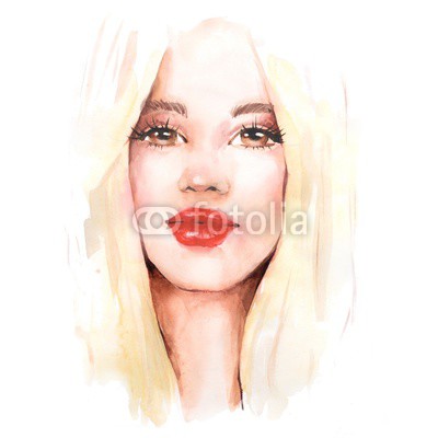 400x400 Beautiful Girl. Female Face Watercolor Illustration Buy Photos - Girl Face Watercolor
