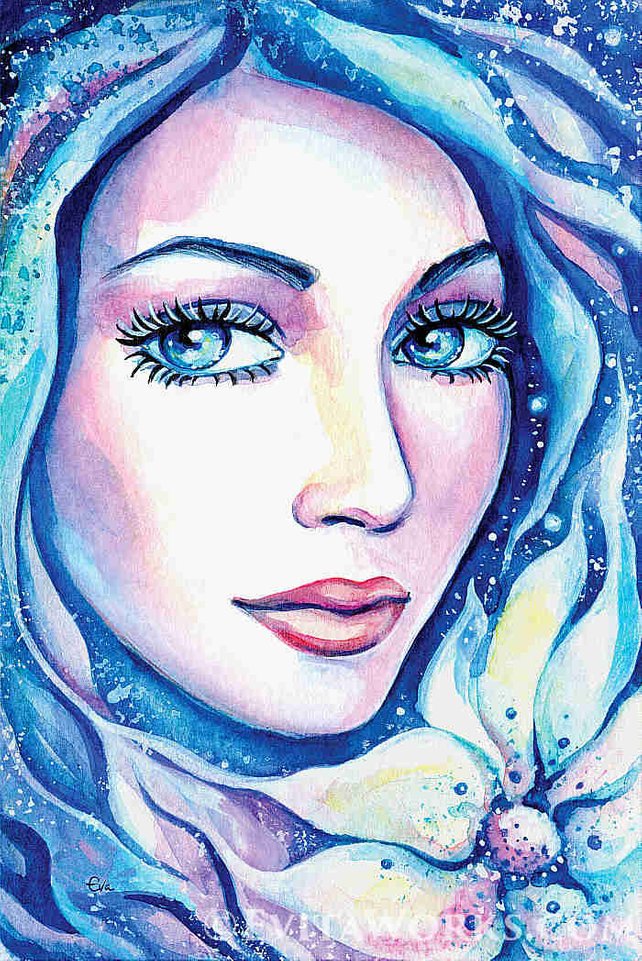 642x961 Fashion Illustration Watercolor Painting Flower Girl Art Etsy - Girl Face Watercolor