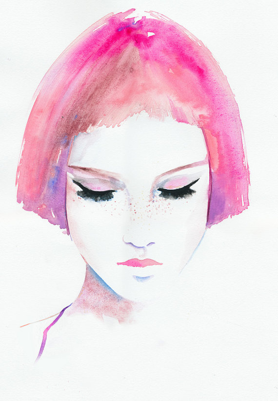 570x822 Fashion In Watercolor My Obt - Girl Face Watercolor
