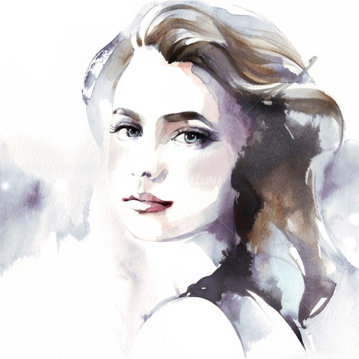 736x736 Olia By Neo On @ Art And - Girl Face Watercolor