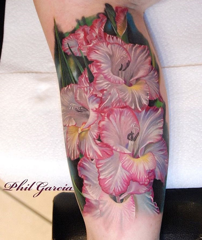 650x774 Gladiolus Flower Girls Calf Piece Best Tattoo Design Ideas - Gladiolus Watercolor Tattoo