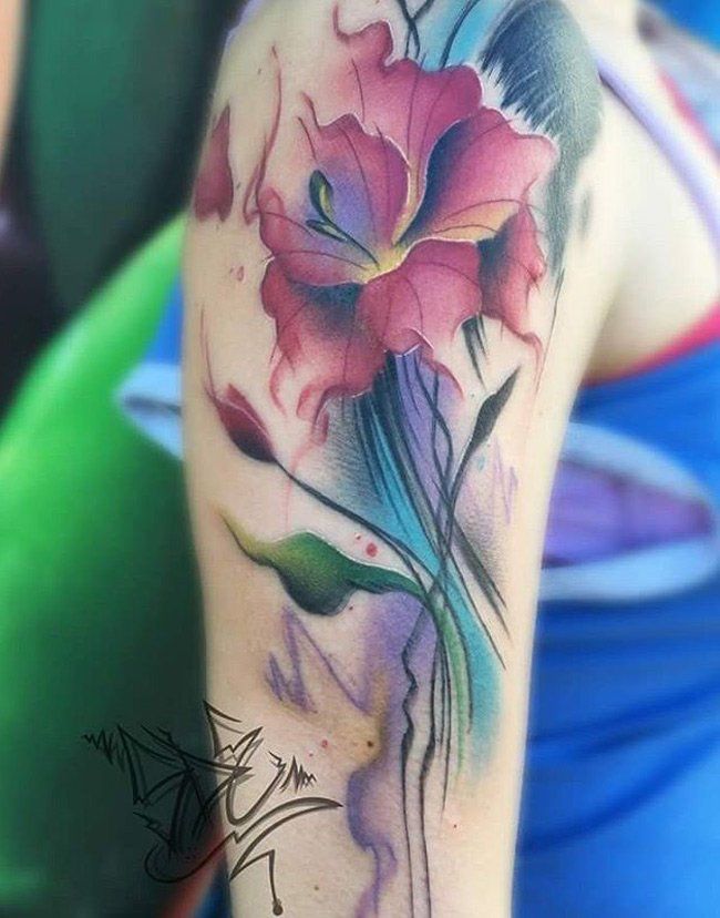 650x828 Gladiolus Watercolor Tattoo - Gladiolus Watercolor Tattoo
