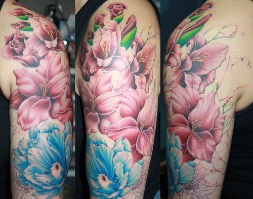 500x393 Gladiolus Watercolor Tattoo 2420 Loadtve - Gladiolus Watercolor Tattoo