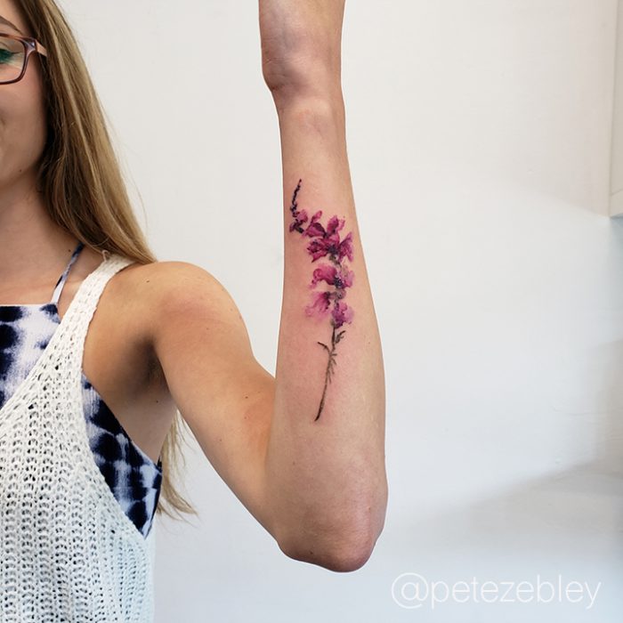 700x700 Pete Zebley Tattoos - Gladiolus Watercolor Tattoo