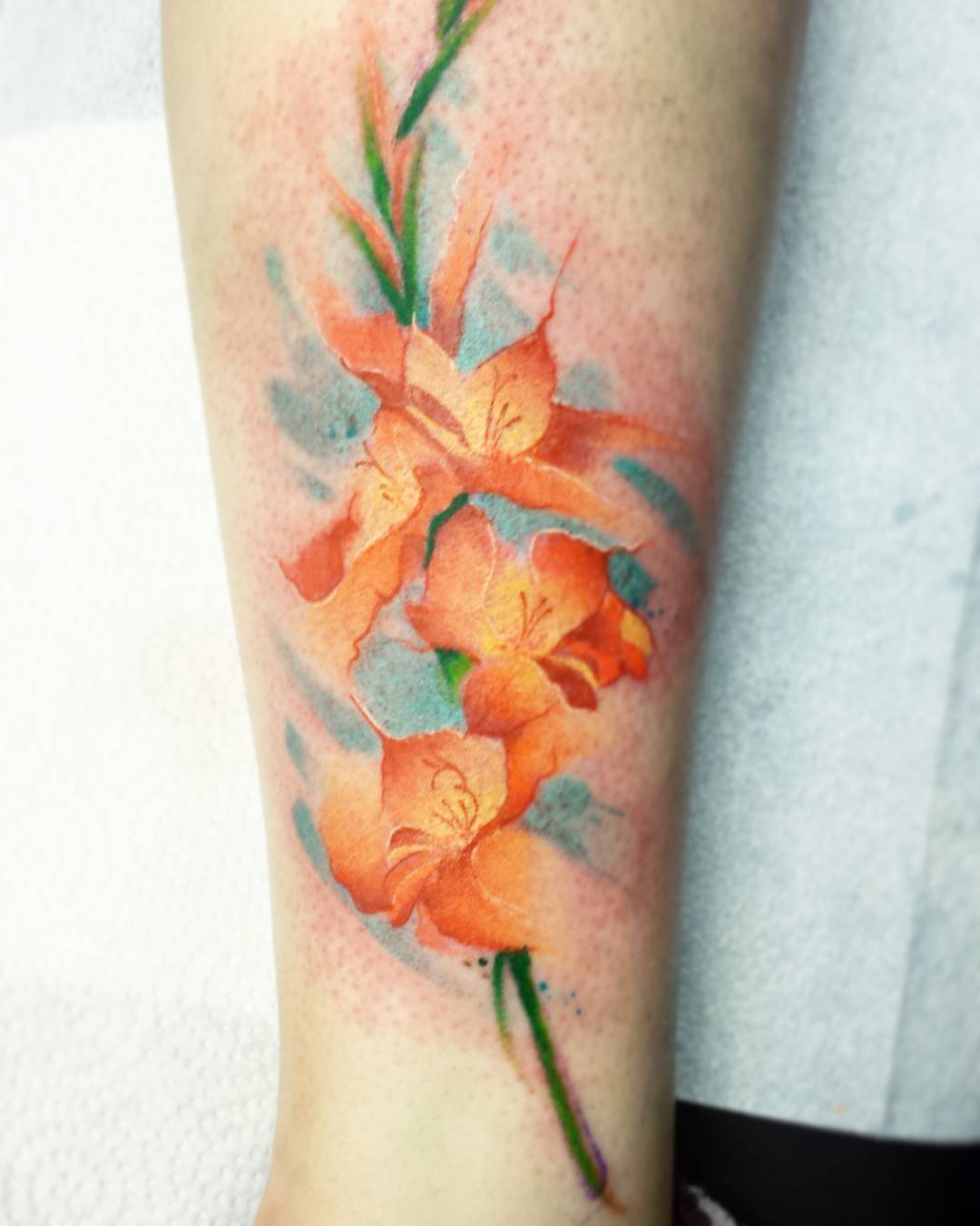 1080x1350 Tattoo - Gladiolus Watercolor Tattoo