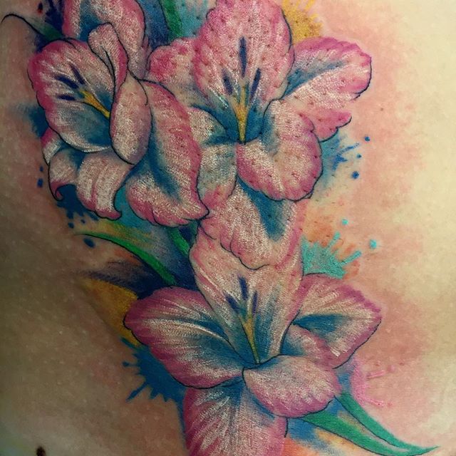 640x640 Wonderful Gladiolus Tattoos - Gladiolus Watercolor Tattoo