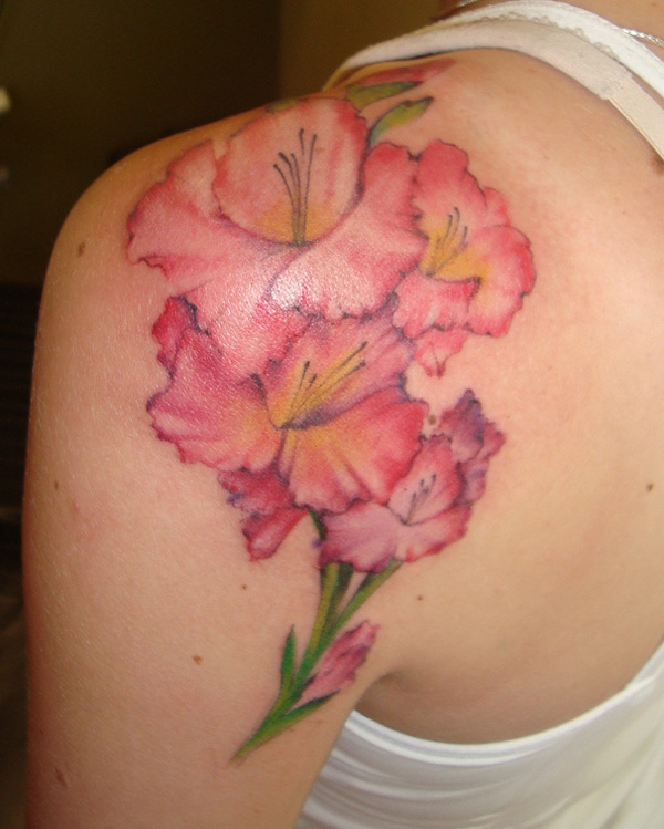 600x749 Meaningful Tattoo Ideas Art And Design - Gladiolus Watercolor Tattoo