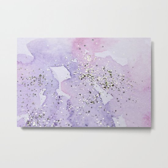 550x550 Pastel Glitter Watercolor Painting Metal Print By Artention Society6 - Glitter Watercolor