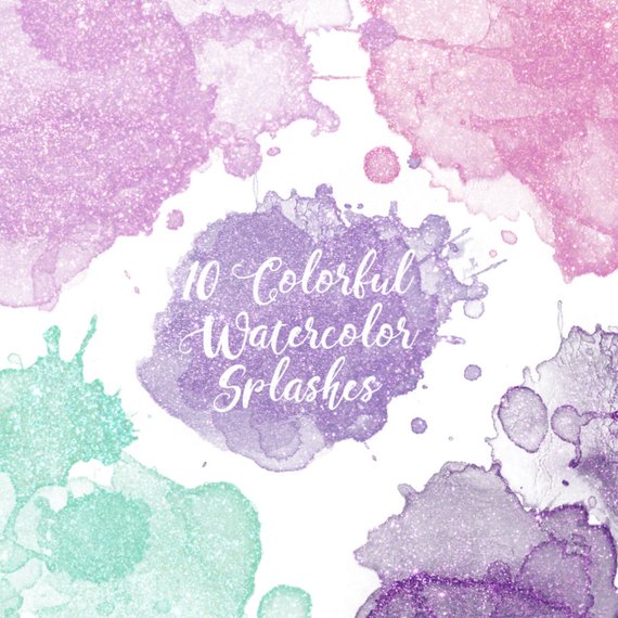 570x570 Sparkly Watercolor Splashes Clipart Sparkly Watercolor Etsy - Glitter Watercolor