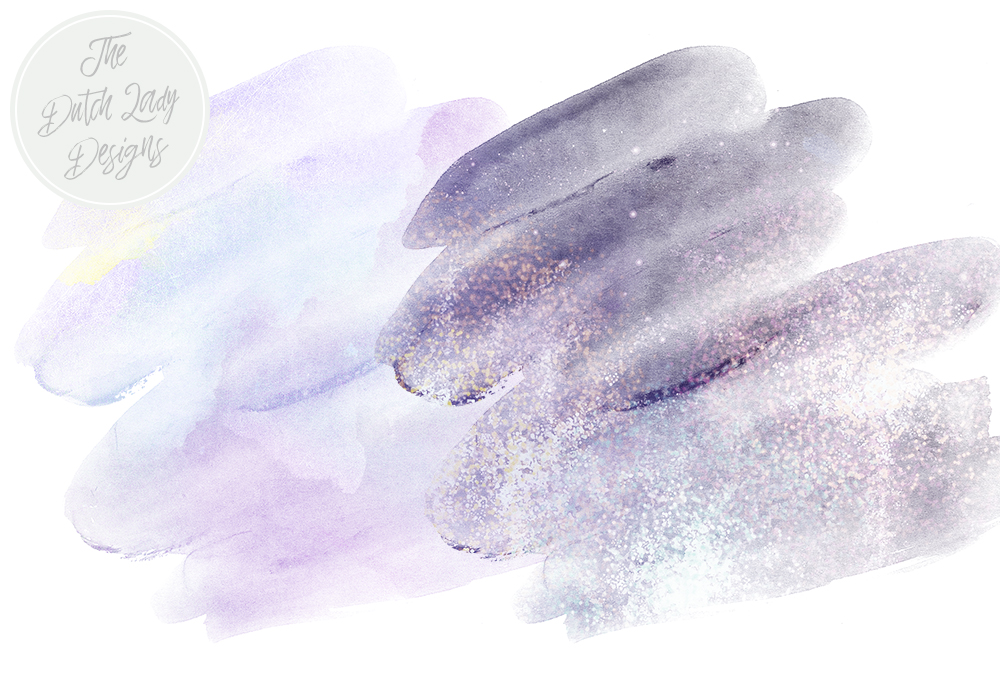 1000x679 Watercolor Amp Silver Glitter Smear Clipart By The Dutch Lady - Glitter Watercolor
