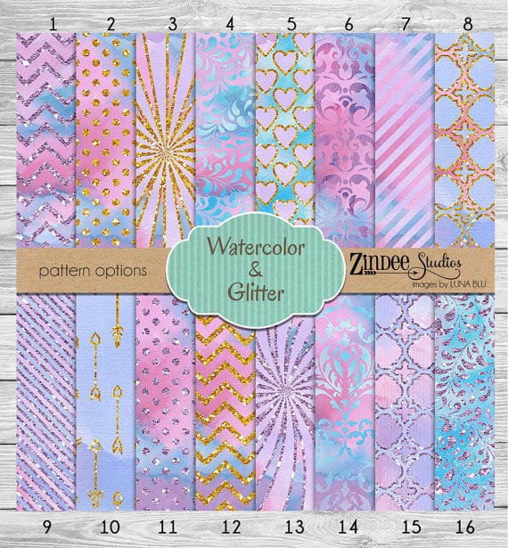 570x615 Watercolor And Glitter Zindee Studios - Glitter Watercolor